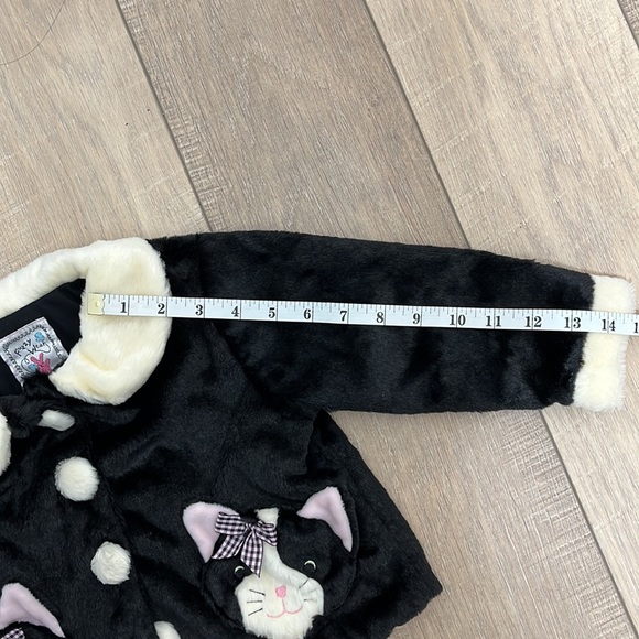 Fuzzy Wear Kitty Jacket Long Sleeve Button Up Black Size 12 - 18 M - Picture 9 of 10